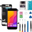 for iPhone 8/ SE 2020 2nd Screen Replacement Kit with Home Button Earpiece Speaker Sensor Front Camera, Touch Frame LCD Display Digitizer for Model A1863 A1905 A1906 A2275 A2296 A2298 4.7 inch Black