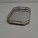 Vintage Gold Mirrored Vanity Tray  Decorative Perfume and Makeup Organizer with Handles for Dresser, Bathroom or Jewelry Display, Large Size 13.8" X 9.6" X2.2"