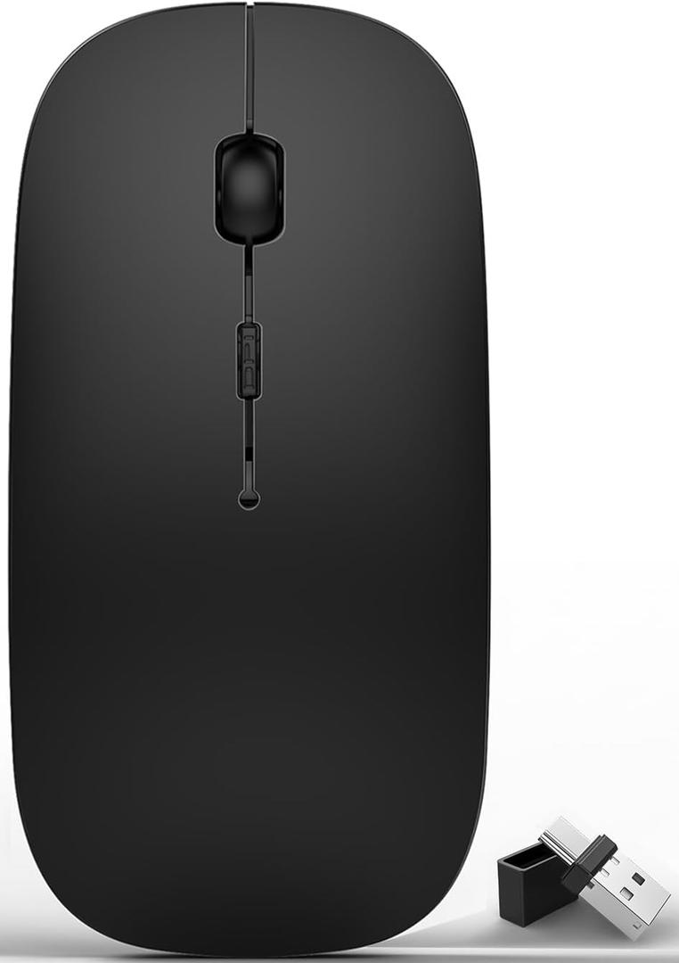 Mouse jiggler,Bluetooth 5.2/3.0 and 2.4GHz USB Type-C,Rechargeable Wireless Bluetooth Mouse for ipad/MacBook air/MacBook pro/Laptop/PC/Mac/iPad pro/Computer (Black)