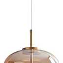 SANDYHA Amber Glass Chandelier Round Pendant Light for Kitchen Island Modern Amber Glass Lampshade with Hanging Lights for Dining Room Living Room Bedroom Coffee Shop Aisle Corridor (B Style)