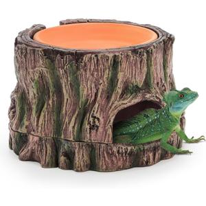 Reptile Hide Cave, Reptile Hideout with Detachable Base and Humidity Dish, 3 in 1 Lizard Snake Hiding Place Tank Terrarium Decor for Gecko, Crabs, Amphibian, Turtle