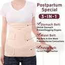 3 In 1 Postpartum Belly Band Abdominal Binder Post Surgery C Section Belly Binder Post Partum Hysterectomy Belly Support Wraps Postpartum Waist Trainer Essentials After Birth Beige, X-Large (XL)