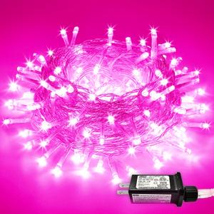 JMEXSUSS 66 Ft Connectable Pink Lights for Room Decor, 200 LED Pink String Fairy Christmas Lights Clear Wire Plug in for Bedroom Indoor Outdoor Girl's Room Home Anniversary Birthday