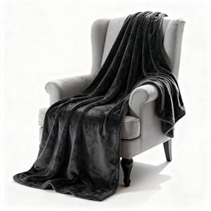 SNZ Luxury Flannel Throw Blanket for Couch 51x71 Inches - Ultra Soft Fleece Blankets & Throws for Bed, Camping, Office - All Season Cozy Plush Blanket for Adults, Men, Kids, Black