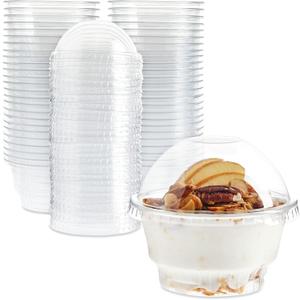 Juvale Plastic Cups with Lids - 5 Oz, Clear, 50-Pack - Dessert Cups & Ice Cream Containers with Dome Lids - Leak-Resistant Design
