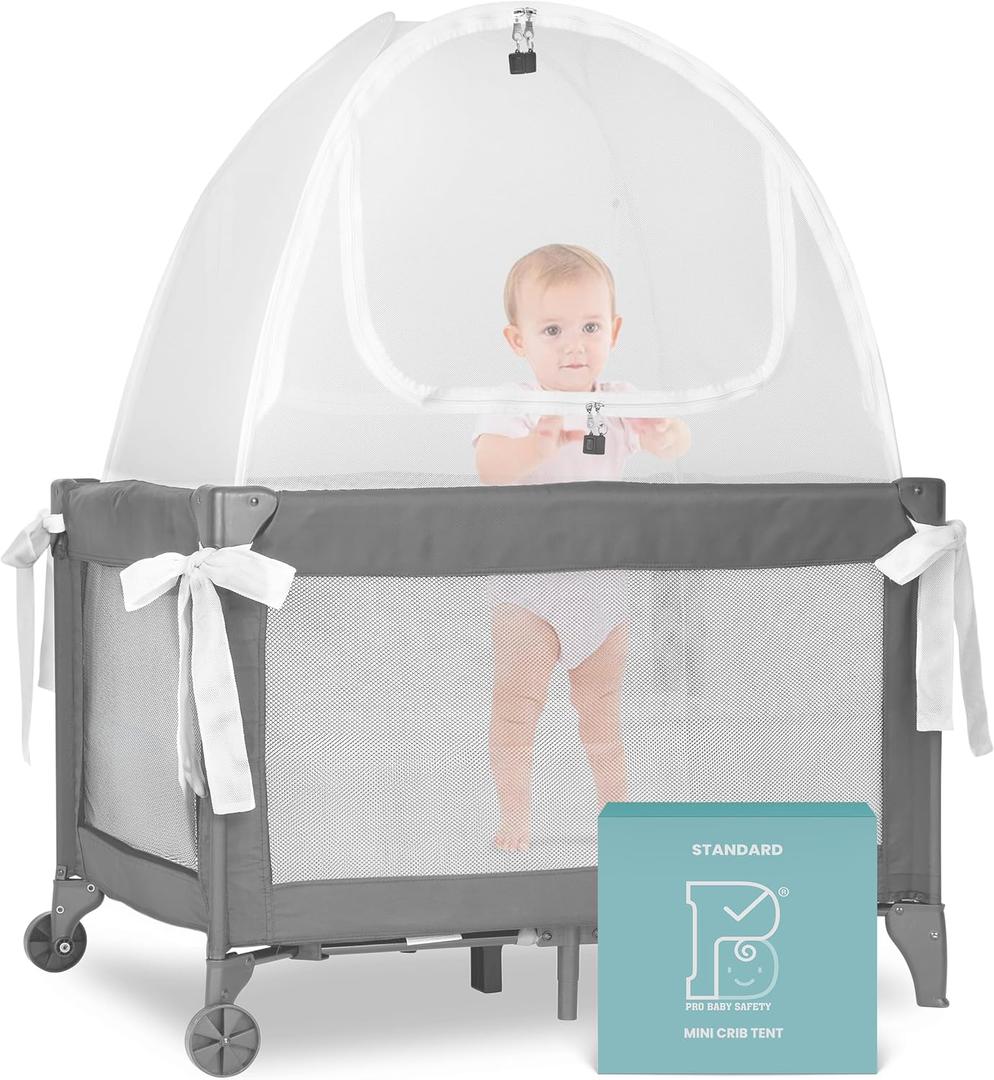 Mini Crib and Pack and Play Tent, Net Canopy to Keep Baby from Climbing Out, Breathable Mesh with Auto-Lock Zipper and Latch, Safety Tent for Travel and Sleep (Mosquiteros para Cunas de Bebes) (Clear)