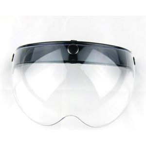 WANCAR Universal Motorcycle Retro Pilot-Style Standard 3 Snap-Button Visor Flip Up Down Open Face Helmet Wind Shield(Clear)