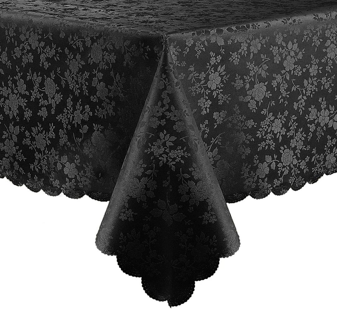 Smiry Rectangle Table Cloth, Waterproof Heavy Duty Vinyl Tablecloths, Wipeable Washable Table Cover for Kitchen and Dining Room (Black, 70" X 90")