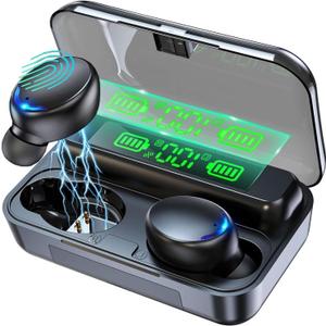 BMHOLU Wireless Earbuds with Large Charging Case and Phone Charging Function, IPX5 Waterproof, Hi-Fi Stereo Sound, Touch Control, for iOS/Android