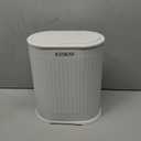 1.8 Gallons Small White Bathroom Trash Can with Lid, Slim Bathroom Garbage Bin, Removable Liner Bucket, Dog Proof Trash Can with Pop-Up Lid for Bedroom,Toilet