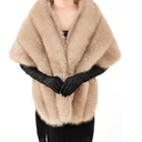 Zhanmai 2 Pcs Winter Long Shawl Cloak Stretchy Glove Opera Bridal Dance Gloves for Women Dress Party Coat (Standard,  Light Beige) 