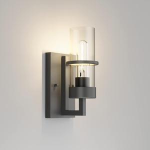 Tipace Black Wall Light Fixtures,Industrial Wall Sconces Clear Glass Wall Mount Sconce,Wall Lamp for Living Room Bedroom Hallway(Bulb not Include) (1-pack)