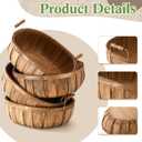 Lounsweer 4 Pcs Extra Large Wooden Bread Serving Baskets 14.6 inch Round Wooden Apple Basket with Handles Natural Wood Fruit Baskets for Kitchen Farm Party Home Gift, Brown