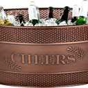 BREKX Cheers Aspen Galvanized Metal Ice and Drink Bucket, Copper Beverage Tub for Parties/Gifts, Large Champagne Tub, 25-Quart