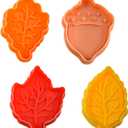 R&M Fall Leaves Collection Pastry & Cookie Cutter set of 4. Assorted Colors and Designs, Leaves, Autumn, Acorn. 2 Inches Assorted Plastic Cookie Cutters