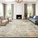 Abstract Rug 8x10 Large Living Room Rugs Neutral Modern Washable Area Rugs for Bedroom Dining Room Non-Slip Stain Resistant Foldable Thin Rug Brown Grey