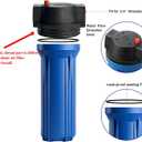 Geekpure 10-Inch Whole House Slim Water Filter Housing for 2.5" x 10" Filter - 3/4" NPT Brass Port - with Air Relief Valve-Blue (1)