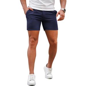 GINGTTO Mens Slim Fit Shorts 7" Inseam Skinny Chino Short Tapered Leg Stretch (Dark Blue2) Size 30