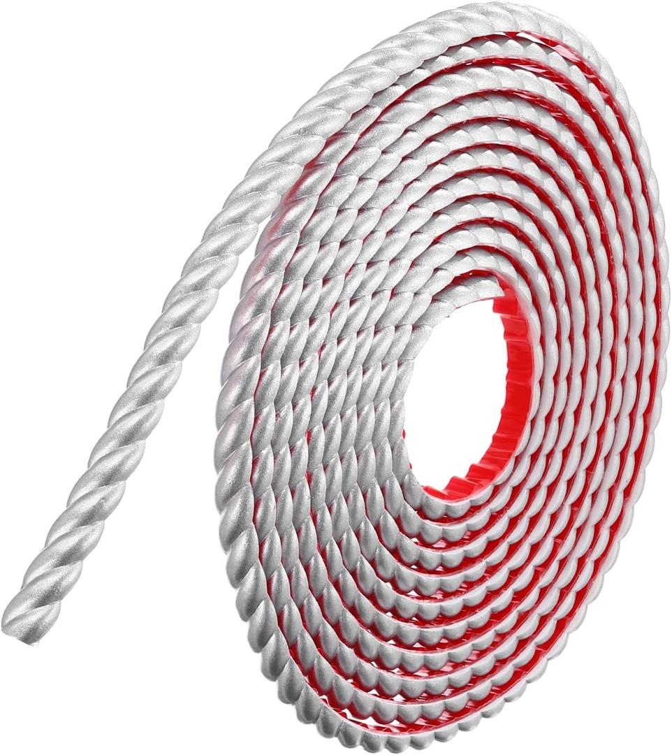 uxcell Peel and Stick Molding Trim for Walls 0.6" x 16 ft Flexible Molding Trim Self-Adhesive Wall Paneling Strips Wallpaper Border for DIY Floor Wall Baseboard, Silver