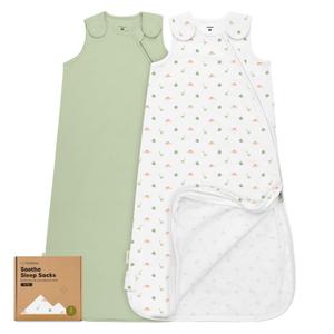 2-Pack Organic Baby Sleep Sacks, 100% Cotton - Soft & Breathable 0.5TOG Baby Wearable Blanket, Toddler Sleeping Sack 6-18 months, Easy to Wear Transitional Swaddles for Newborns, Infants(Roarsome, M)
