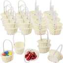 30 PCS White Mini Wicker Baskets with Handles, 4 x 3.15 inch Tiny Woven Storage baskets Small Woven Rattan Baskets with Handle for Picnics, Wedding Deco, Party Favors, Gift, Garden Deco(Oval)
