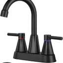 4" Bathroom Sink Faucet, 2-Handle Matte Black, Pop-Up Drain Included | 360° swivel spout, ceramic cartridge, 20% water-saving aerator, RV ready, 2-pack set