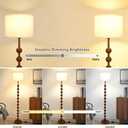 Floor Lamps for Living Room, Faux Wood Floor Lamp with Remote, Standing Lamp for Bedroom with E26 Smart Bulb, 62" Corner Tall Lamp with Fabric Shade, Farmhouse Stand Up Lamp, Retro Reading Lamp