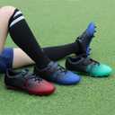 brooman Kids Firm Ground Soccer Cleats Boys Girls Athletic Outdoor Football Shoes (13 Little Kid, Black/Green)