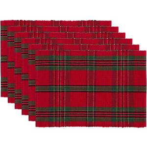 DII Farmhouse Christmas Plaid Dining Table & Kitchen Dcor, Holiday Placemat Set, 13x19, Red & Green, 6 Count