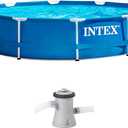 INTEX 28201EH Metal Frame Above Ground Swimming Pool Set: 10ft x 30in – Includes 330 GPH Cartridge Filter Pump – Puncture-Resistant Material – Rust Resistant – 1185 Gallon Capacity