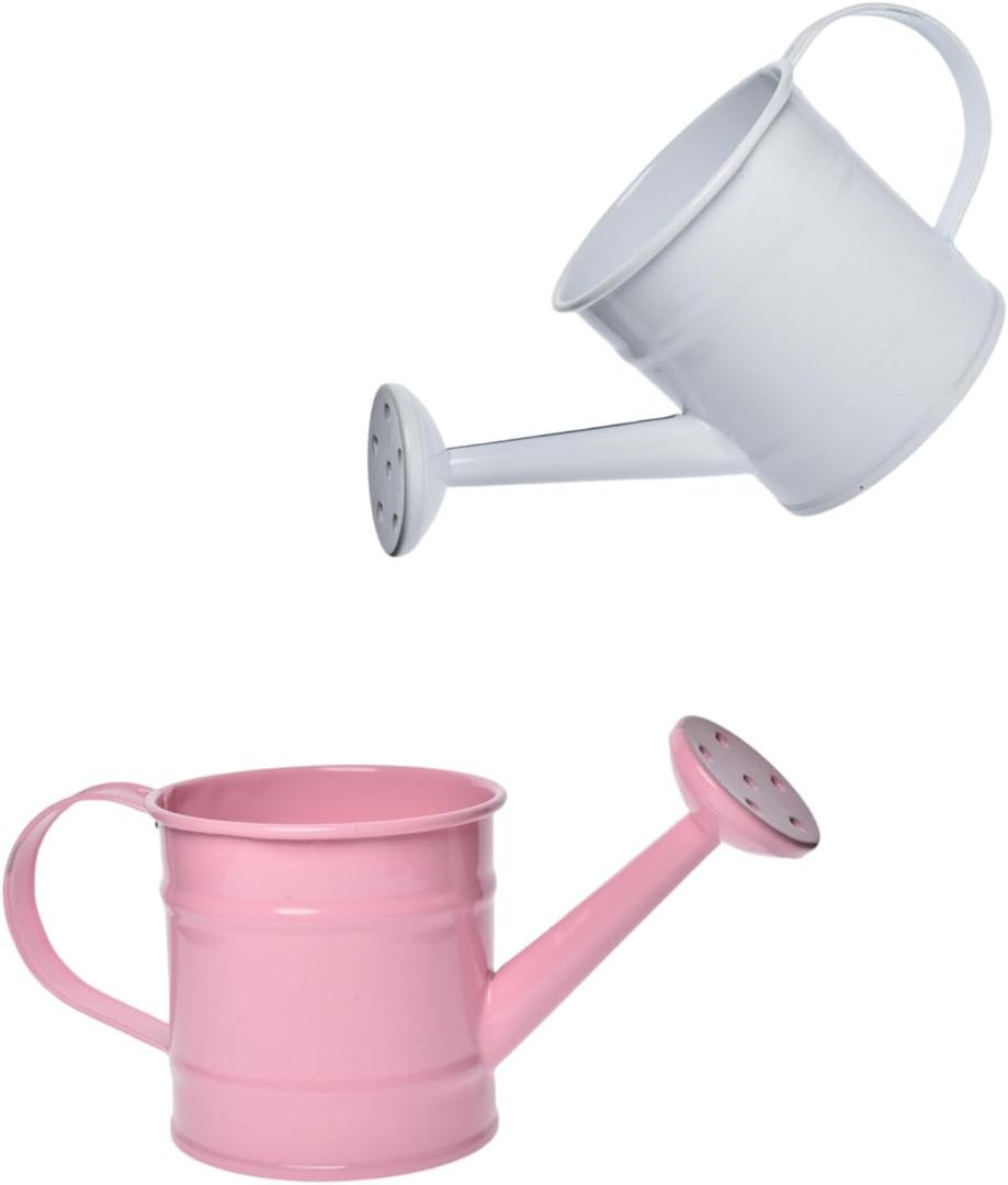 Decorative Mini Tin Watering Can - 0.05Gal Cute Metal Jug for Hand Crafts,Garden-Theme Parties,Plant Pots, Home Decor,Housewarmings, Fun Birthday Gift for Girls and Boys (P/W, S)