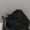 Fur Knee High Boots for Women Pointed Toe Stiletto Heel Fold Over Tall Boots Fashion Wide Calf Long Booties (8, Black)