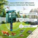 2026 Solar Ultrasonic Bird Repellent Outdoor Woodpecker Deterrent for House Pigeon Repellent with Motion Sensor Strobe Light IP65 Waterproof Crow Goose Bird Deterrents for Outside Garden Farm Boat