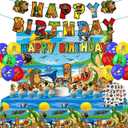 146 Pcs Birthday Party Decorations Set - 24 Cake Toppers, 18 Balloons, 1 Happy Birthday Banner, 1 Happy Birthday Back Ground Cloth, 100 Stickers, 1 Large Cake Toppers, 1 Table Cloth, (C-Colorful)