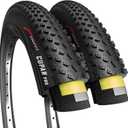 Fincci Foldable 26x2.10 Mountain Bike Tires - 26 Inch Bike Tires with 1mm Nylon Puncture Proof 54-559 - Black Cupar pro Kevlar 26 Bike Tire 60 TPI & Cross Country Profile for MTB, XC,Hybrid Bicycles