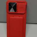 SSLOTSCASE for iPhone 15 Pro Max Case with Credit Card Holder & Stand & Slide Lens Cover & Kickstand, Multi Functional Wallet Sturdy Protective Phone Case Cover for iPhone 15 Pro Max 6.7'' 2023, Red