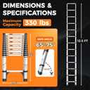 Soctone 12.5FT Telescoping Ladder with Stabilizers, Extension Ladder