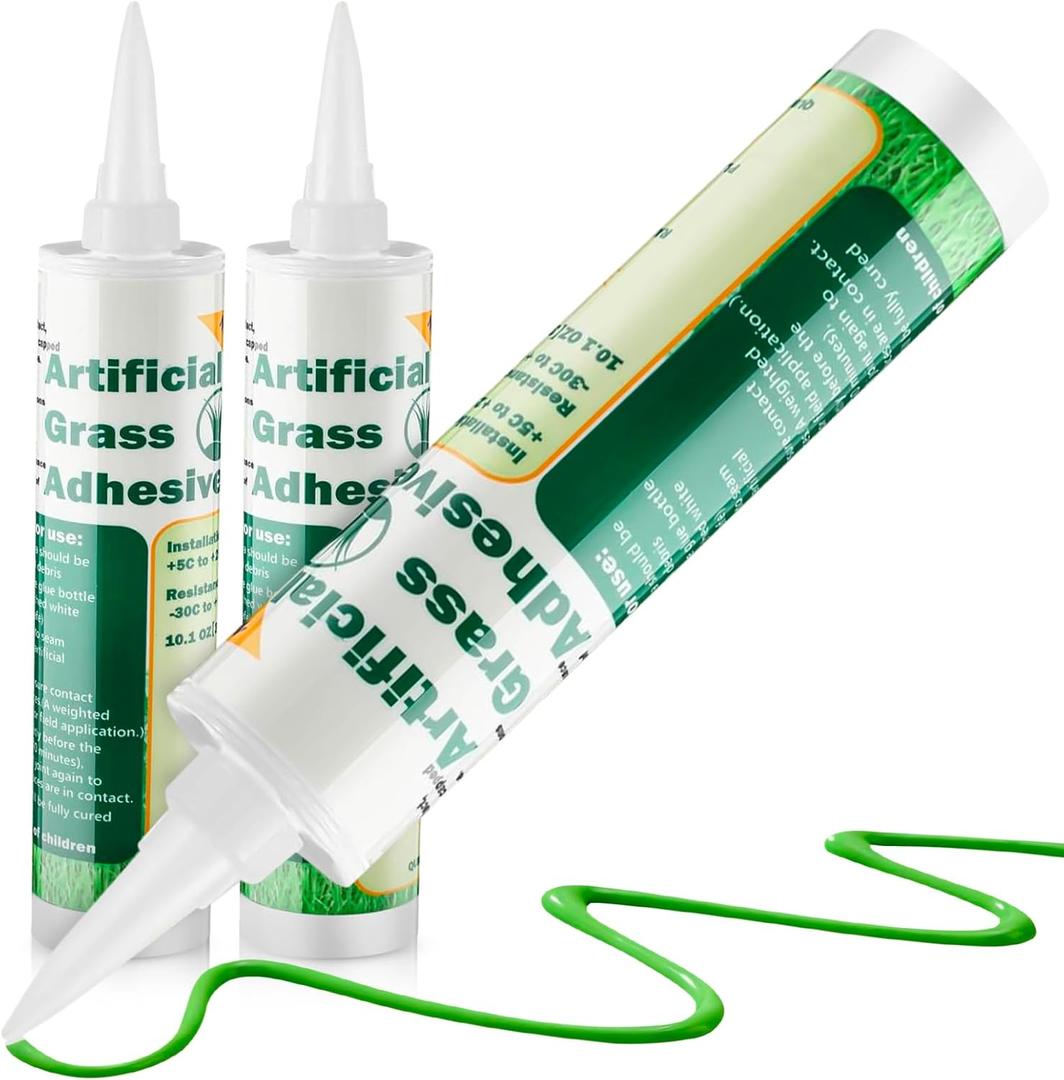 Threlaco 2 Tubes Turf Glue for Artificial Grass 10 oz Artificial Turf Tape Grass Paint Concentrate Glue Carpet Adhesive for Synthetic Surfaces(No Caulk Gun)