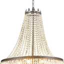 French Empire 9 Light Crystal Chandelier - Decorative Lighting for Living Room, Dining Room, Foyer - E12 (Black)