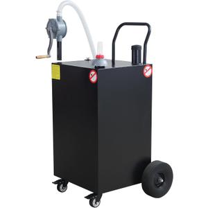 45 Gallon Gas Caddy Gasoline Diesel Can Hand Siphon Pump With Rolling Flat-Free Solid Rubber Wheels(Black)