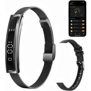 Health Smart Bracelet,Fitness Tracker with Heart Rate, Sleep Monitoring, Blood Oxygen, Step Counting for iOS and Android, No Subscription Fee, Waterproof(Black)