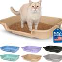 KittyGoHere Senior Cat Litter Box 1 Pack, Large Beach Sand Low Entrance Kitty Litter Box, Sized for Cats Comfort, Perfect for Senior and Arthritic Cats, Made in USA