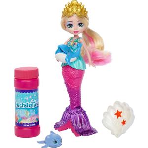 Enchantimals Mermaid Bubble-Maker Doll with Spray Dolphin Animal Figure, Bubble Solution & Tray, Ocean Kingdom Toy Collection