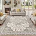 9x12 Washable Area Rugs for Living Room: Non Slip Vintage Brown Rug, Large Soft Stain Resistant Indoor Floor Carpets for Bedroom Dining Room Farmhouse Nursery Home Office Kid & Pet Friendly