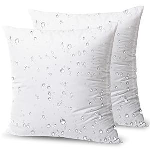 Phantoscope Premium Outdoor Pillow Inserts - Pack of 2 Square Form Water Resistant Polyester Throw Pillows, Couch Sham Cushion Stuffer, 18 X 18 inches