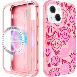 for iPhone 15 Case Compatible with MagSafe - Women Cute Girls Magnetictective Phone Cover Girly Kawaii Pretty Heavy Duty Shockof Funda for Apple 15 Phone Cases