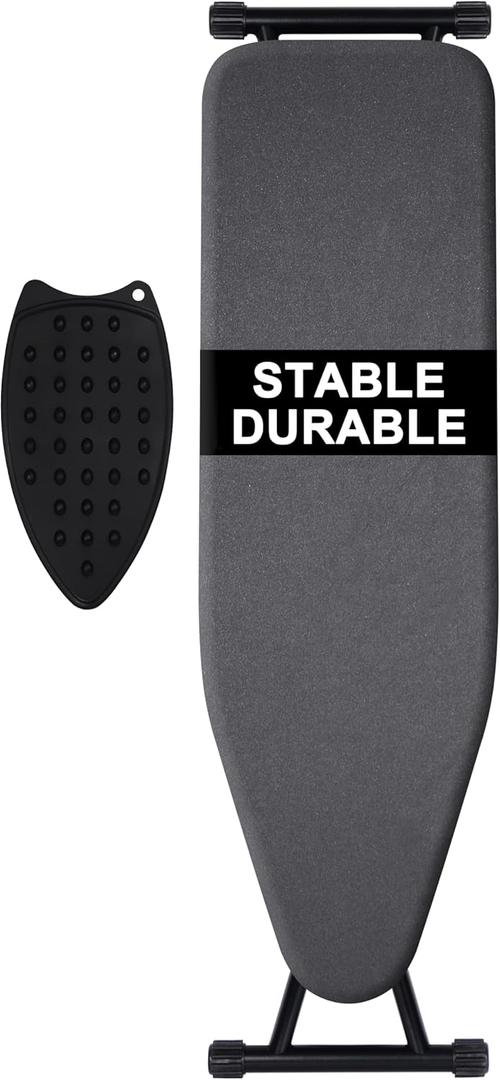 Ironing Board-Foldable Adjustable Height Iron Board with Heat-Resistant Cover - Lightweight and Durable for Home Use (Dark Grey Panel43x13 Inchs)