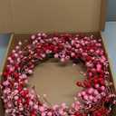 22in Valentines Day Wreath for Front Door, Valentines Day Door Wreath with Pink and Red Berries for Wall Indoor Decoration, Artificial Berry Wreath for Valentine's Day Anniversary Wedding Home Decor