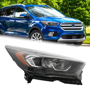 Duolctarms W/LED DRL Black Halogen Headlight Fits 2017-2019 Ford Escape