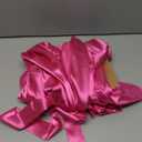 Ekouaer Women's Satin Robe Valentines Lingerie for Women Kimono Bathrobe Short Ruffle Belted Robes Bridesmaids Sleepwear Size M